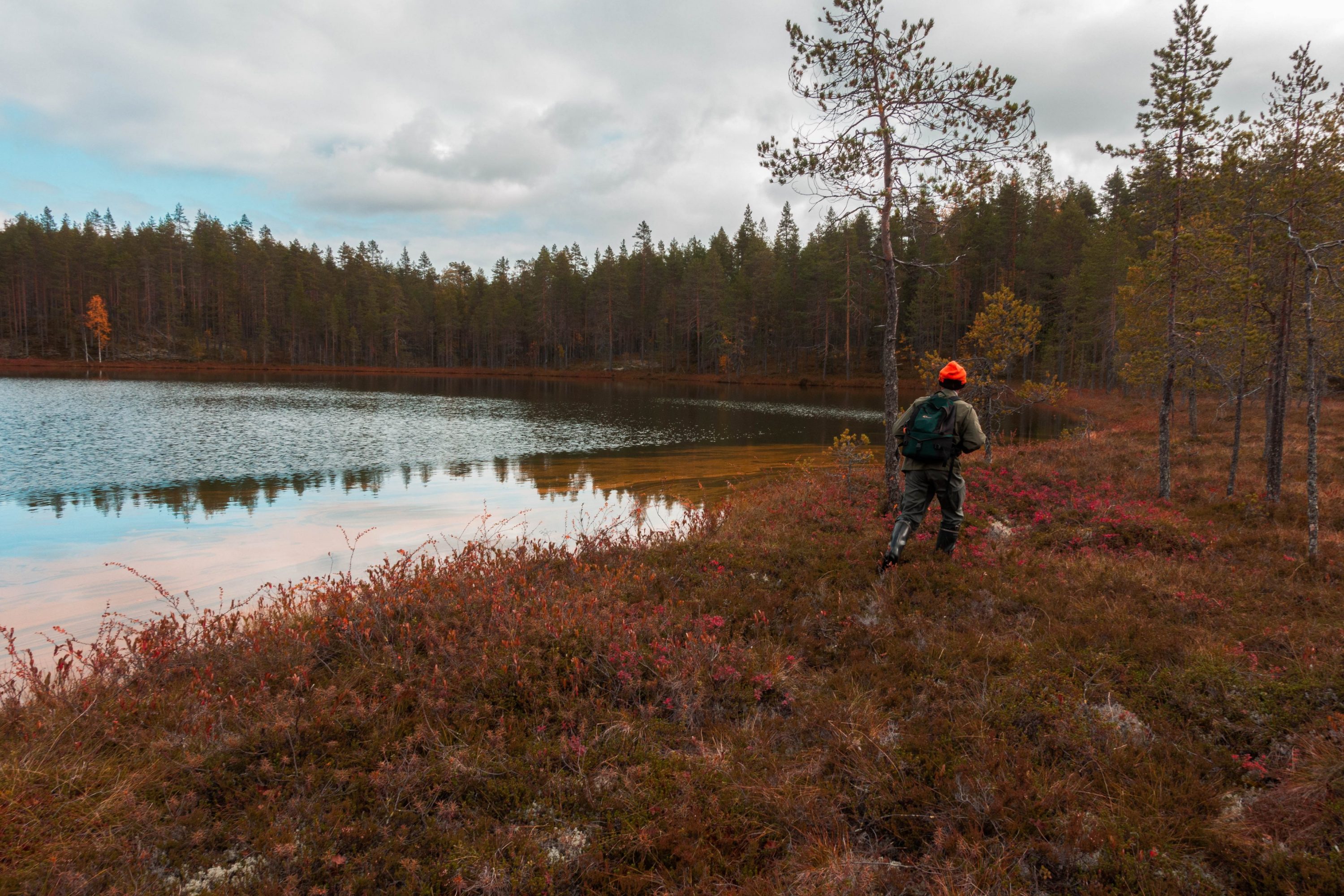 Mies syksyisellä suolla