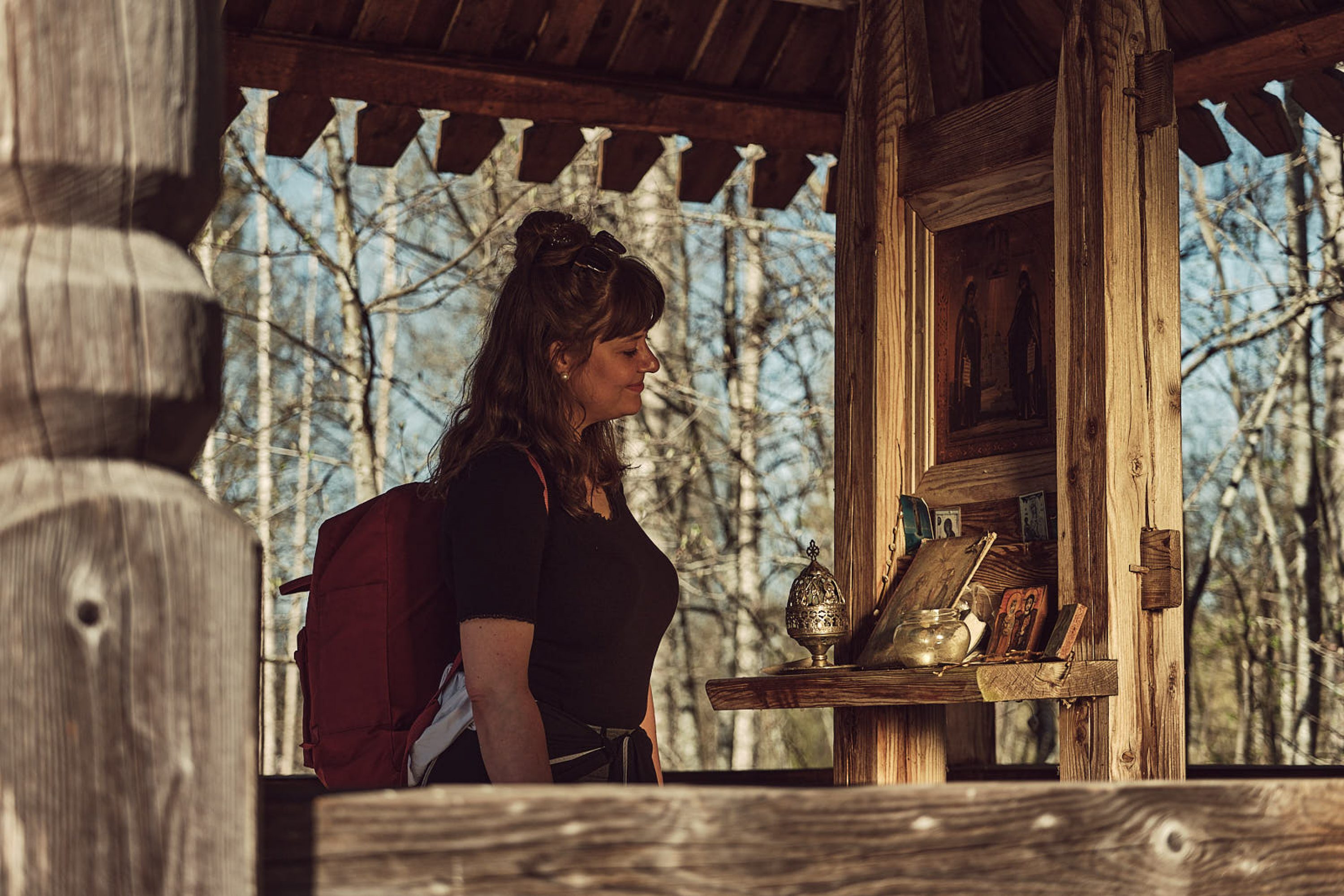 A woman in an orthodox tsasouna