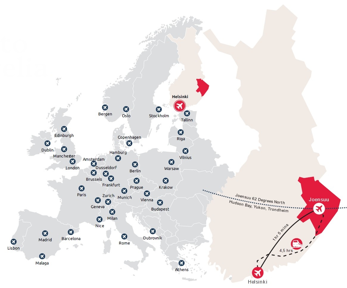 Map of Finland and North Karelia