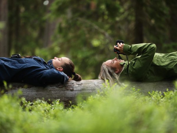 vk-retkeilijät-makaamassa-puun-päällä