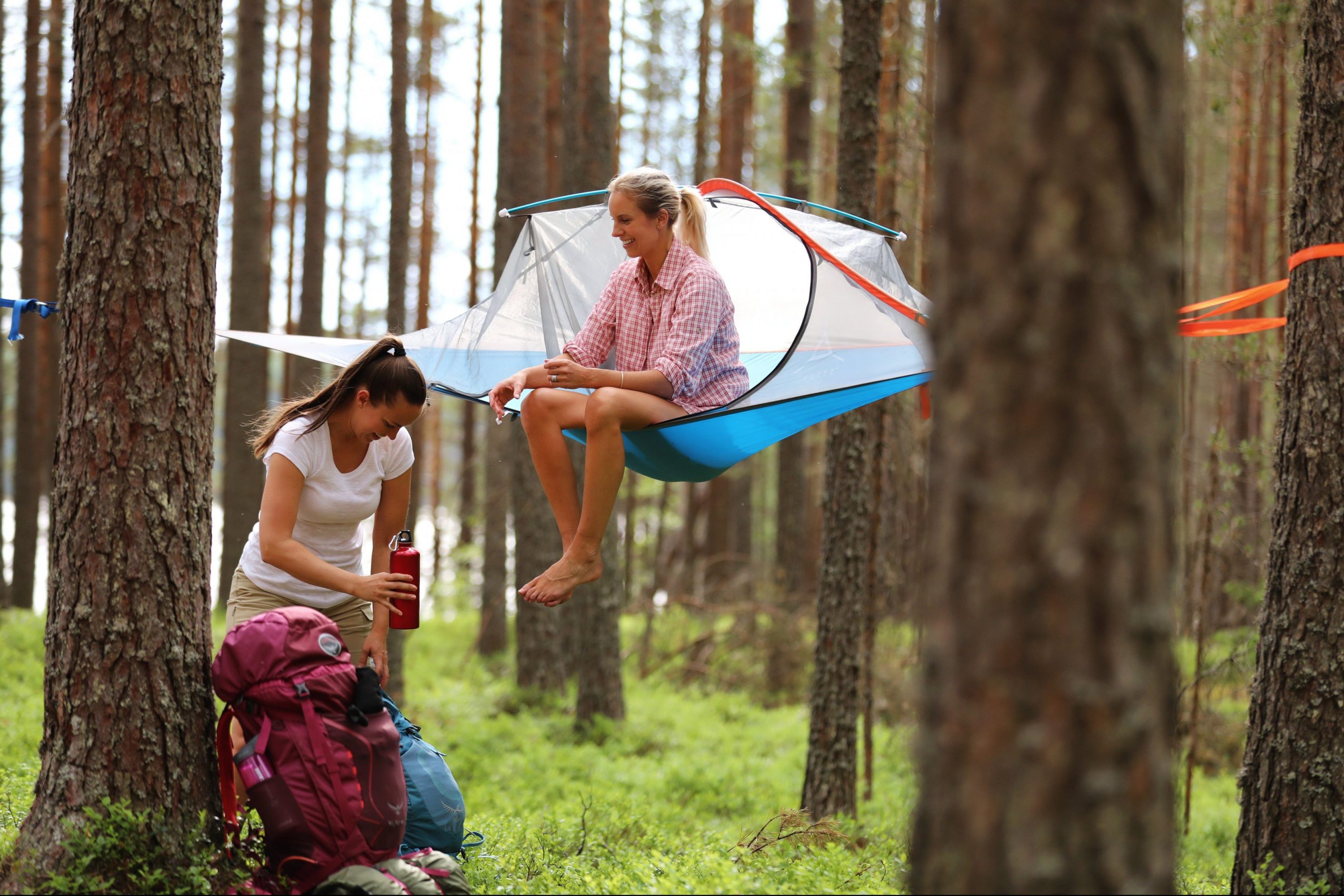 Hikers with a hammock