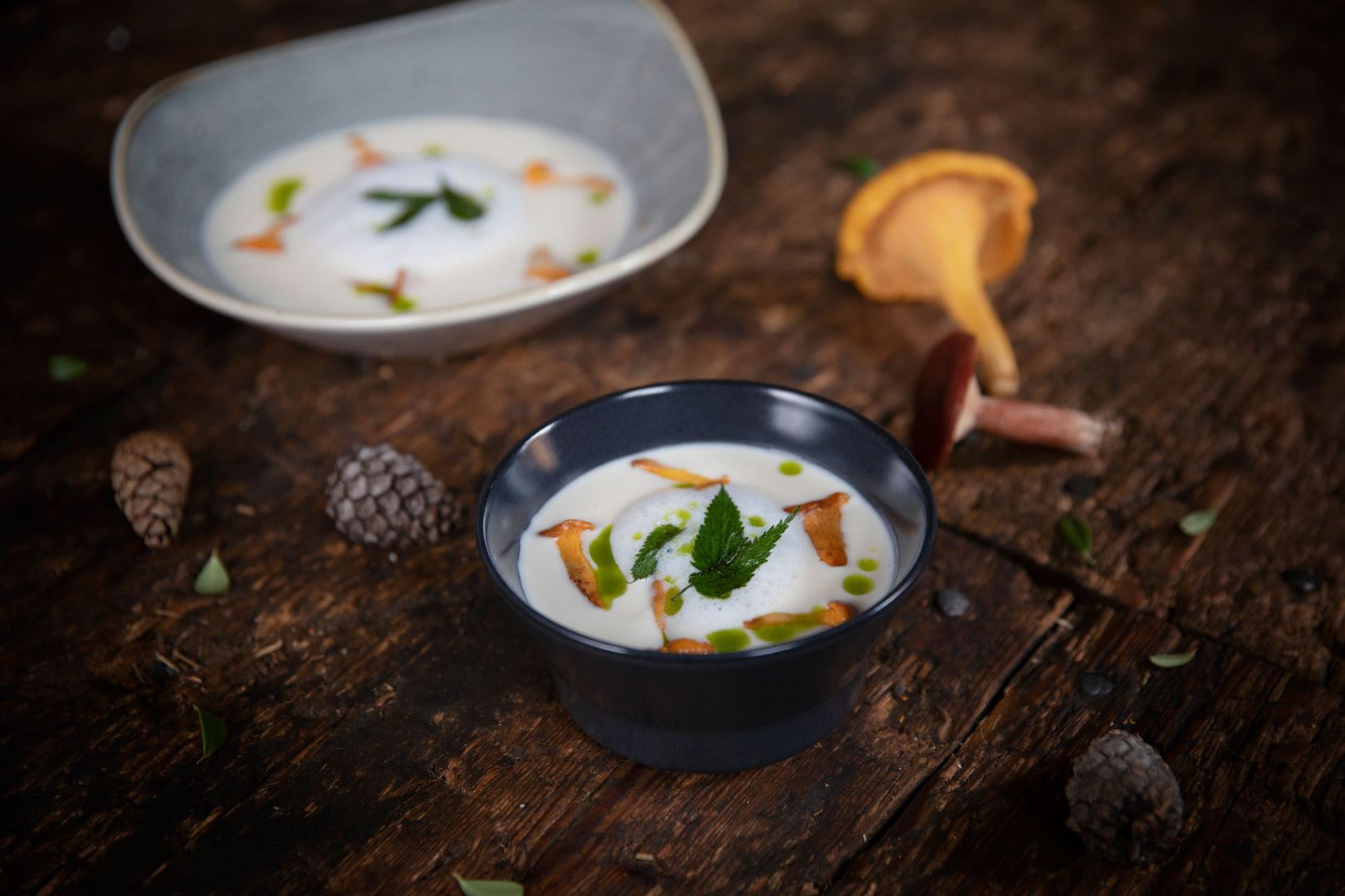 Mushroom soup with decorations