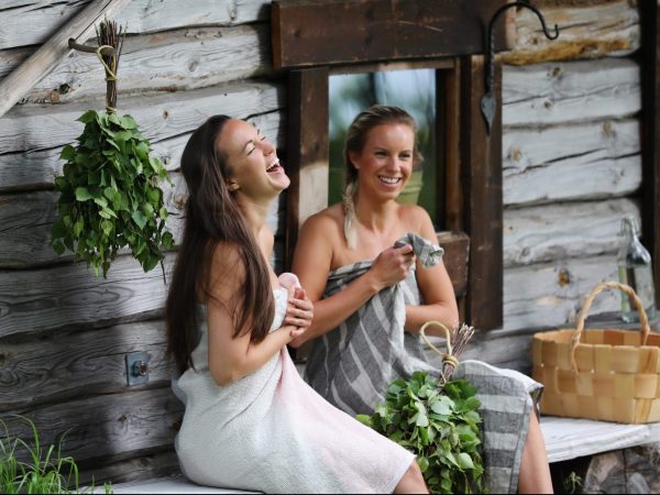 Two women going to sauna