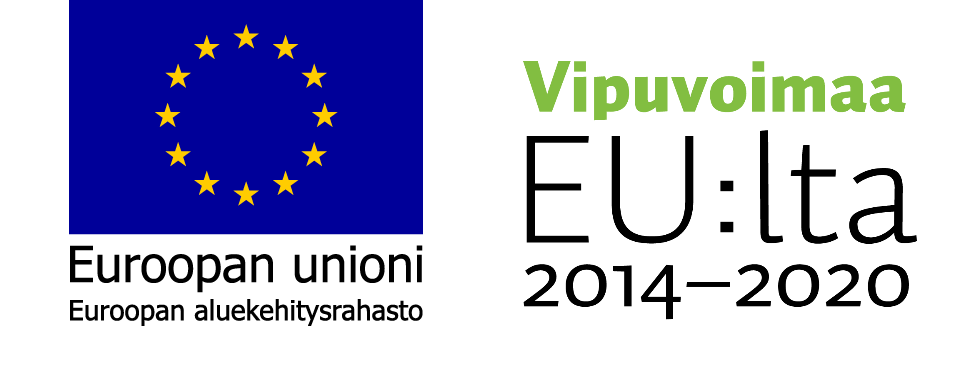 Kaksi logoa Euroopan unioni Euroopan aluekehitysrahasto ja Vipuvoimaa EU:lta 2014-2020